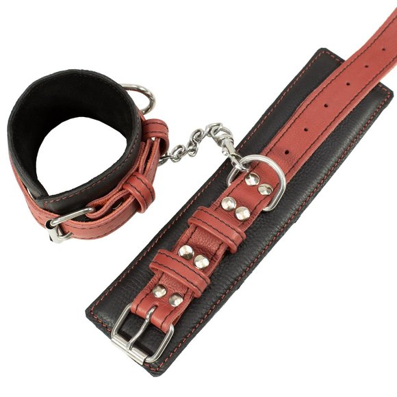 Genuine Cowhide Leather Handcuffs Adjustable Wrist Cuffs BDSM Toys for Couples - Picture 3 of 11